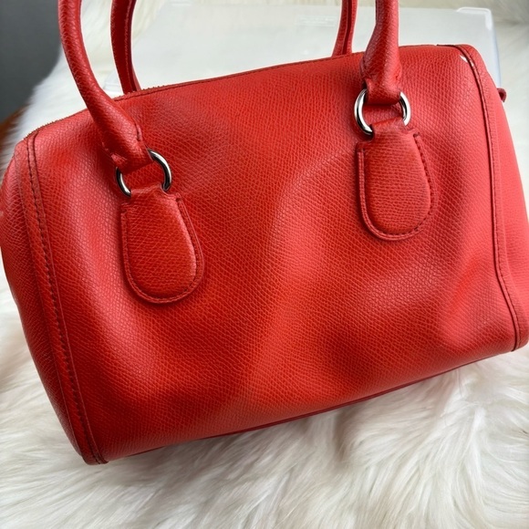 COACH ORANGE LEATHER SATCHEL BAG - Picture 4 of 14